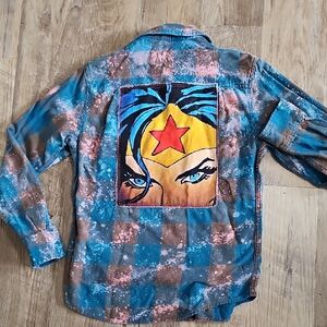 Angry Minnow Vintage Flannel Shirt with Graphic Patch
